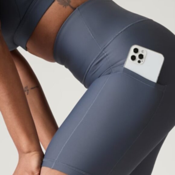 Athleta | Interval Stash High Rise 7" Short In Granite Blue - Picture 3 of 12